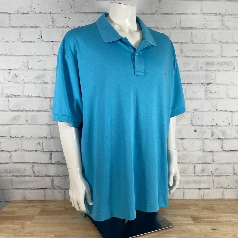Polo Ralph Lauren Shirt Men's 3XB Big Polo Shirt Pima Soft Touch Blue S/S